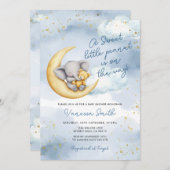 A Little Peanut is on the Way Elephant Baby Shower 招待状 (正面/裏面)
