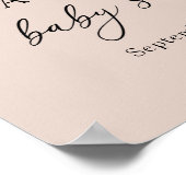 A Little Pearl Beige Bow Baby Shower Welcome  ポスター (角)