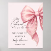 A Little Pearl Pink Bow Baby Shower Welcome  ポスター (正面)