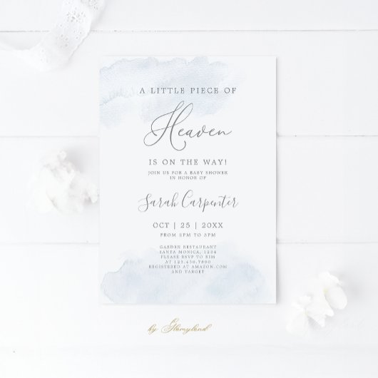 A Little Piece of Heaven Baby Shower Boy 招待状