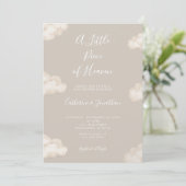 A Little Piece Of Heaven Beige Clouds Baby Shower 招待状 (スタンド正面)