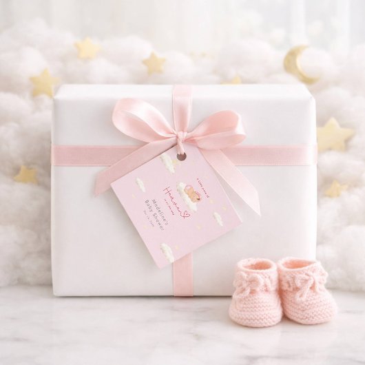 A Little Piece of Heaven Clouds Baby Girl Shower フェイバータグ
