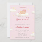 A Little Piece of Heaven Clouds Baby Girl Shower 招待状 (正面)