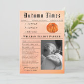 A little pumpkin arrived Autumn Birth Announcement 案内状 (スタンド正面)