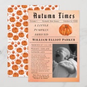 A little pumpkin arrived Autumn Birth Announcement 案内状 (正面/裏面)