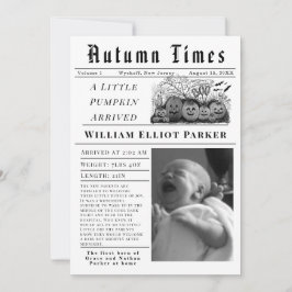 A little pumpkin arrived Birth Announcement 案内状