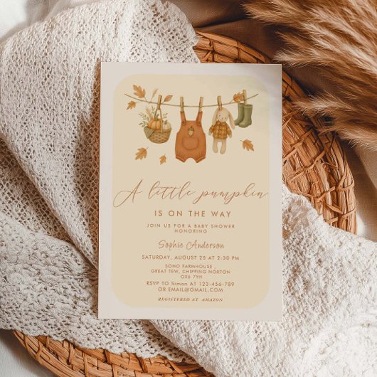 A little Pumpkin Baby Fall Baby Shower  招待状