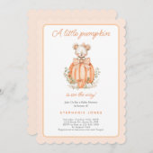 A Little Pumpkin Baby Shower girl 招待状 (正面/裏面)