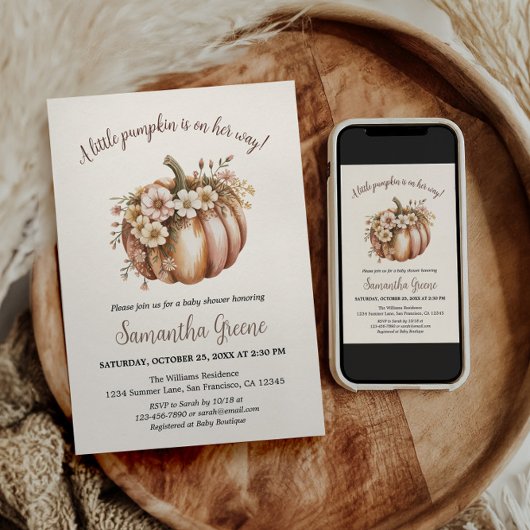 A Little Pumpkin Baby Shower Invitations 招待状