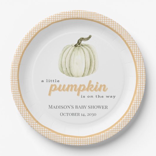 A Little Pumpkin Baby Shower Paper Plate ペーパープレート (正面)