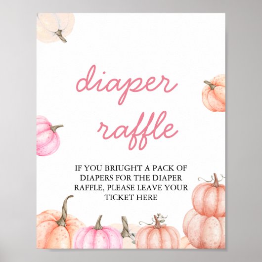 A Little Pumpkin Baby Shower Sign | Diaper Raffle ポスター (正面)