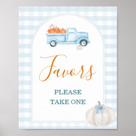 A Little Pumpkin Blue Truck Baby Shower Favors ポスター