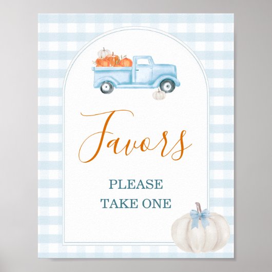 A Little Pumpkin Blue Truck Baby Shower Favors ポスター (正面)