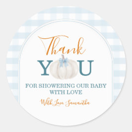 A Little Pumpkin Blue Truck Baby Shower Thank You ラウンドシール