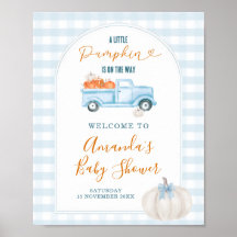 A Little Pumpkin Blue Truck Baby Shower Welcome