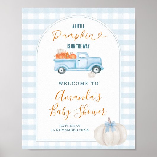A Little Pumpkin Blue Truck Baby Shower Welcome ポスター (正面)