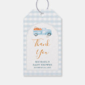 A Little Pumpkin Blue Truck Gingham Baby Shower ギフトタグ (裏面)