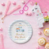 A Little Pumpkin Blue Truck Gingham Baby Shower ペーパープレート (パーティー)
