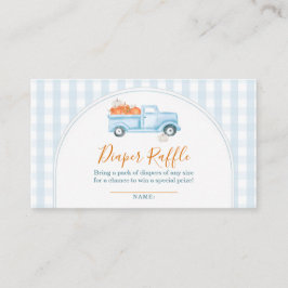 A Little Pumpkin Blue Truck Gingham Diaper Raffle エンクロージャーカード