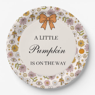 A Little Pumpkin Boho Baby Shower Plate ペーパープレート