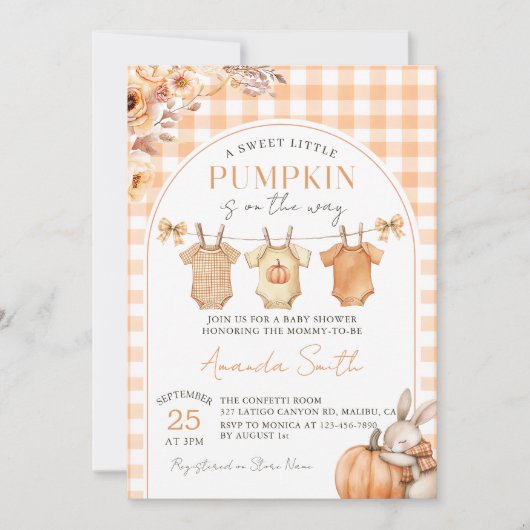 A Little Pumpkin Fall Baby Shower Invitation  招待状 (正面)
