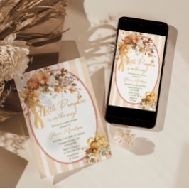 A Little Pumpkin Floral Baby Shower Invitation 招待状