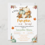 A Little Pumpkin is on Her Way Baby Shower 招待状 (正面)