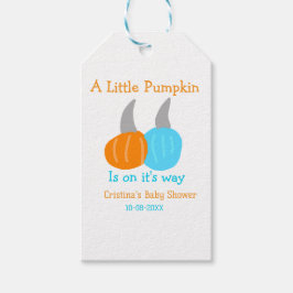 A little pumpkin is on it's way baby shower orange ギフトタグ