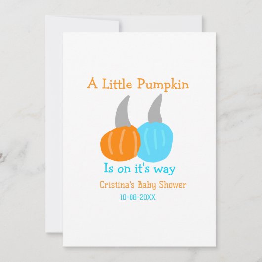 A little pumpkin is on it's way baby shower orange 招待状 (正面)