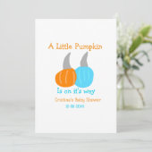 A little pumpkin is on it's way baby shower orange 招待状 (スタンド正面)