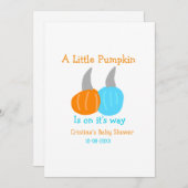 A little pumpkin is on it's way baby shower orange 招待状 (正面/裏面)