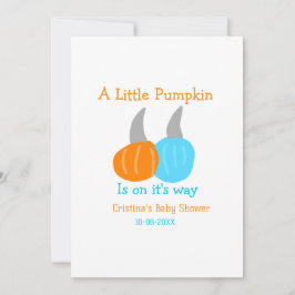 A little pumpkin is on it's way baby shower orange 招待状