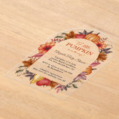 A Little Pumpkin Is On The Way Baby Shower  アクリル招待状 (レイダウン)