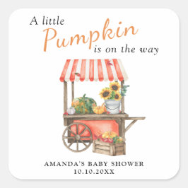 A Little Pumpkin is on the way Baby Shower スクエアシール