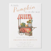 A Little Pumpkin is on the way Baby Shower ベラム紙招待状 (正面)