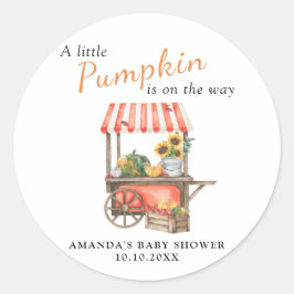 A Little Pumpkin is on the way Baby Shower ラウンドシール
