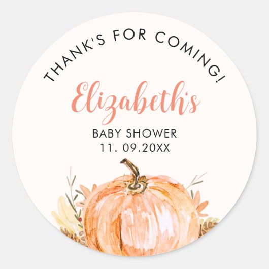 a Little Pumpkin is on the way, Baby Shower ラウンドシール (正面)