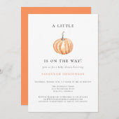 A Little Pumpkin Is On The Way Baby Shower 招待状 (正面/裏面)