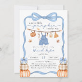 A Little Pumpkin Is On The Way Boy Baby Shower 招待状 (正面)