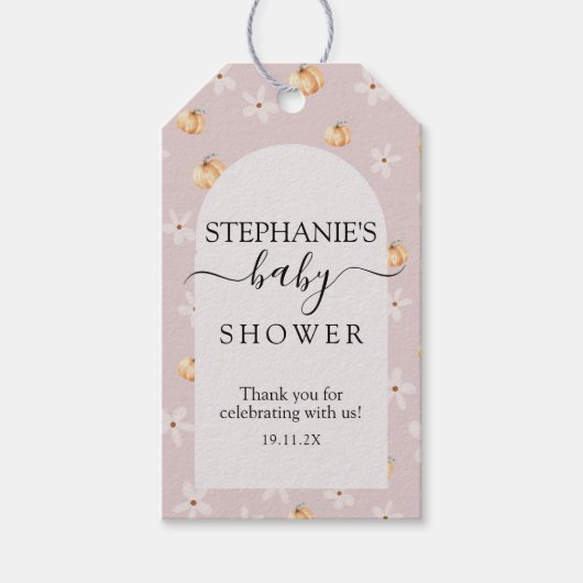 A Little Pumpkin Is On The Way Fall Baby Shower  ギフトタグ (正面)