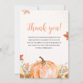 A Little Pumpkin Is on The Way, Fall Baby Shower サンキューカード (正面)