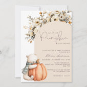A Little Pumpkin Is On The Way Fall Baby Shower 招待状 (正面)