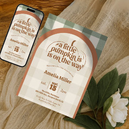 A Little Pumpkin Is On The Way Fall Baby Shower 招待状