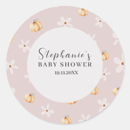 A Little Pumpkin Is On The Way Fall Round Sticker ラウンドシール