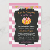 A Little Pumpkin is on the way Girl Baby Shower 招待状 (正面/裏面)