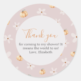 A Little Pumpkin Is On The Way Thank you ラウンドシール