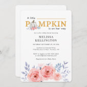 A Little Pumpkin on the Way Baby Shower 招待状 (正面/裏面)