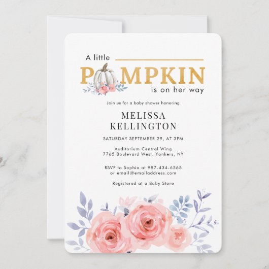 A Little Pumpkin on the Way Baby Shower 招待状 (正面)