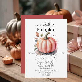 A Little Pumpkin Pink Baby Shower Invitation 招待状