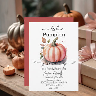 A Little Pumpkin Pink Baby Shower Invitation 招待状